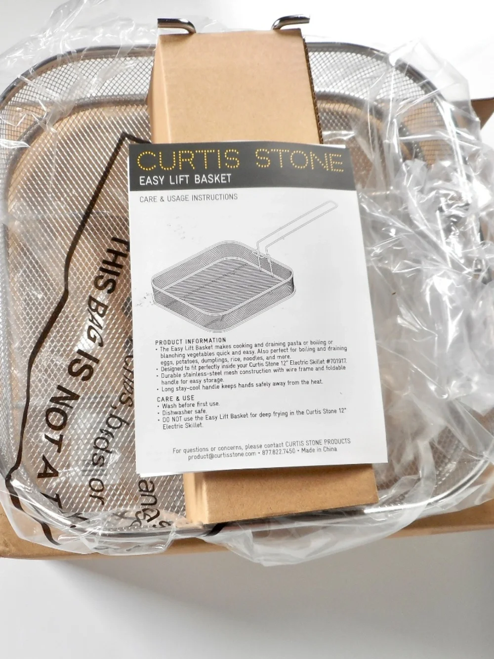 Curtis Stone Easy Lift Mesh Basket Stainless Steel Pasta Boil Vegetable Blanch